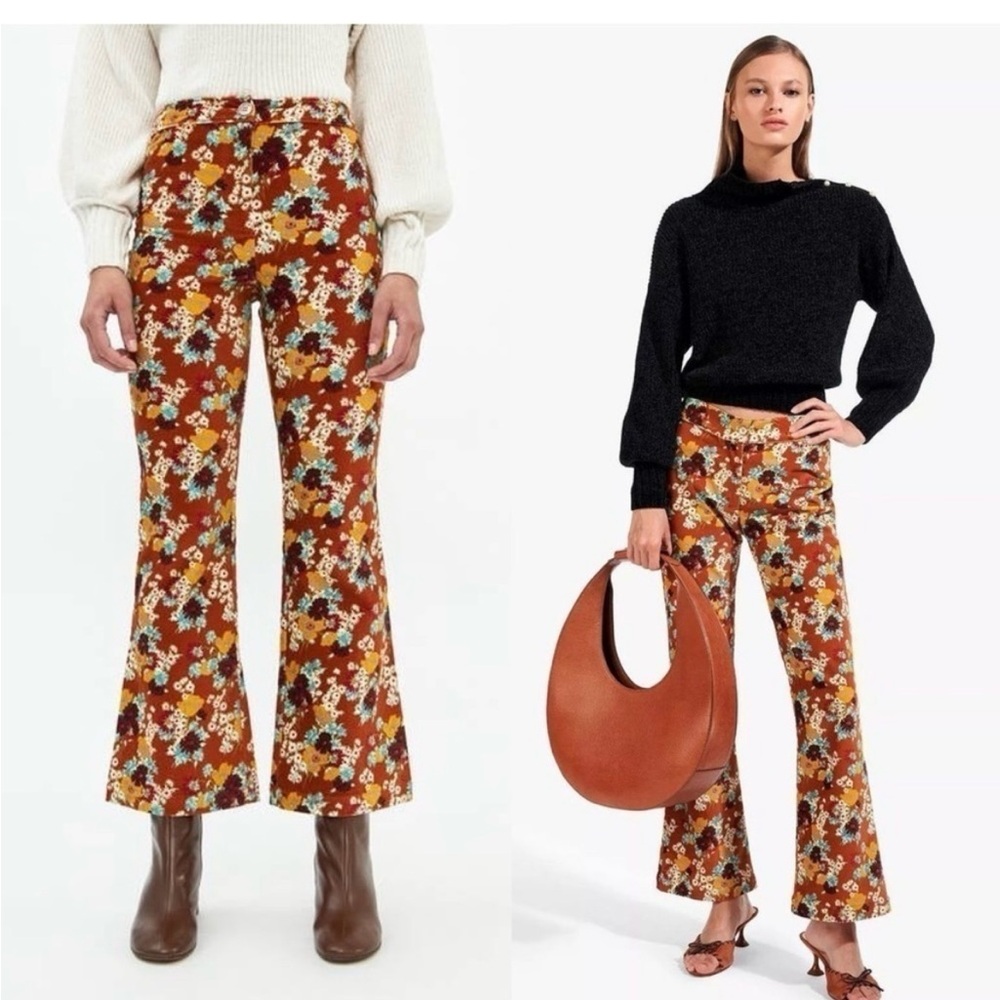 STRAUD Rex floral crop flare pants